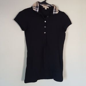 Burberry black small polo with check collar